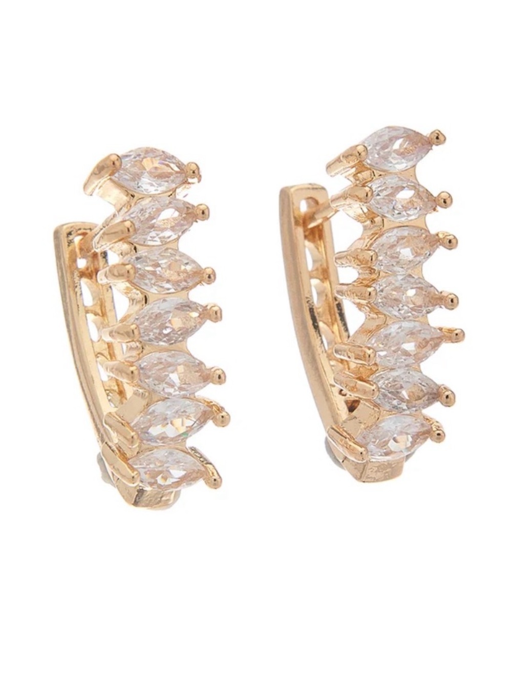 Marquise CZ Huggie Hoop Earrings